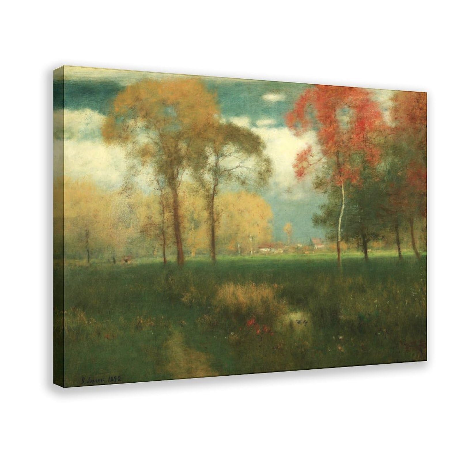 DFJyjFGJJ George Inness Snr,Sunny Autumn Day, 1892 Canvas Poster Bedroom Sports Landscape Office Room Decor Gift 24" L X 36" W