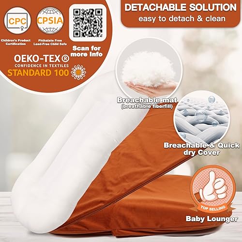 Miniatura 2 de Tumbona para bebé, Snuggle Cozy Me Tumbona infantil para recién nacidos, funda de franela, transpirable, suave, almohadilla portátil para el tiempo