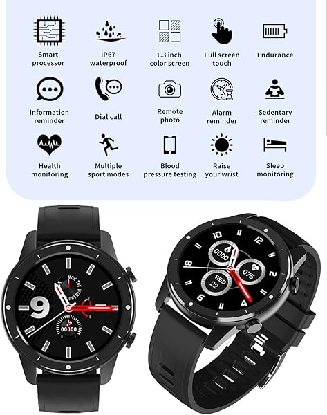 Smartwatch Uomo Donna Orologio Fitness Tracker Impermeabil IP67 Cardiofrequenzimetro Sonno salute delle Contapassi Cronometro Notifiche Messaggi Controller Musicale Regalo per la festa della mamma