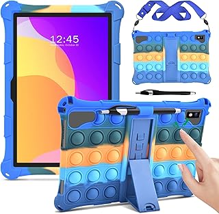 DETUOSI Universal Case for VASTKING KingPad K10/Z10, 10 inch Anti-Slip Soft Silicone Case for VASTKING KingPad K10 Pro, MARVUE Pad M10 with Portable Strap & Stylus Pen, Dazzling Dark Blue