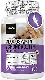 Glucosamin Chondroitin Komplex - 180 Kapseln - Knorpelaufbau, Gelenke & Knochen - Gelenkkapseln Hunde & Katzen - Mit Kurkuma, Ingwer, Vitamin C - Alternative zu Gelenktabletten, Grünlippmuschelpulver product image
