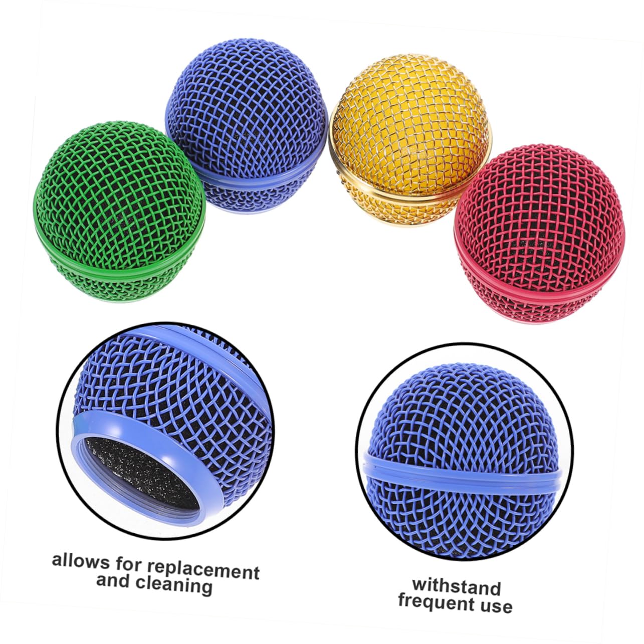 Kisangel Rejillas Metálicas de Malla para Micrófono 8 Unidades (2 Doradas, 2 Rosa Fucsia, 2 Verdes, 2 Azul Claro) Accesorio de Repuesto para Cabezal de Micrófono Uso Profesional en Música