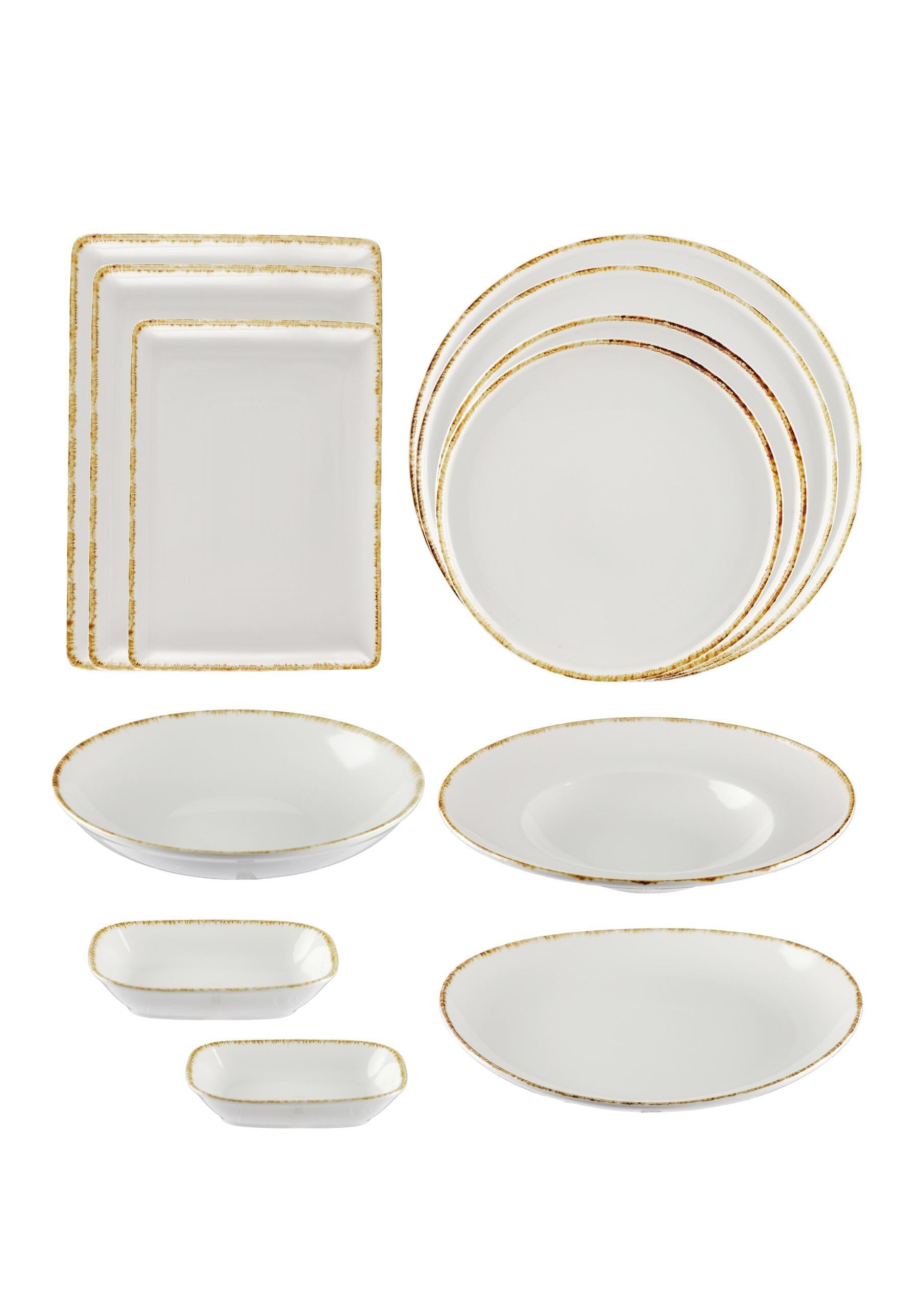 METRO Professional Plato para Pasta Ateo, Porcelana, 27 cm de Diámetro, Beige con Borde Decorativo, Apto para Microondas y Lavavajillas, Pack de 4