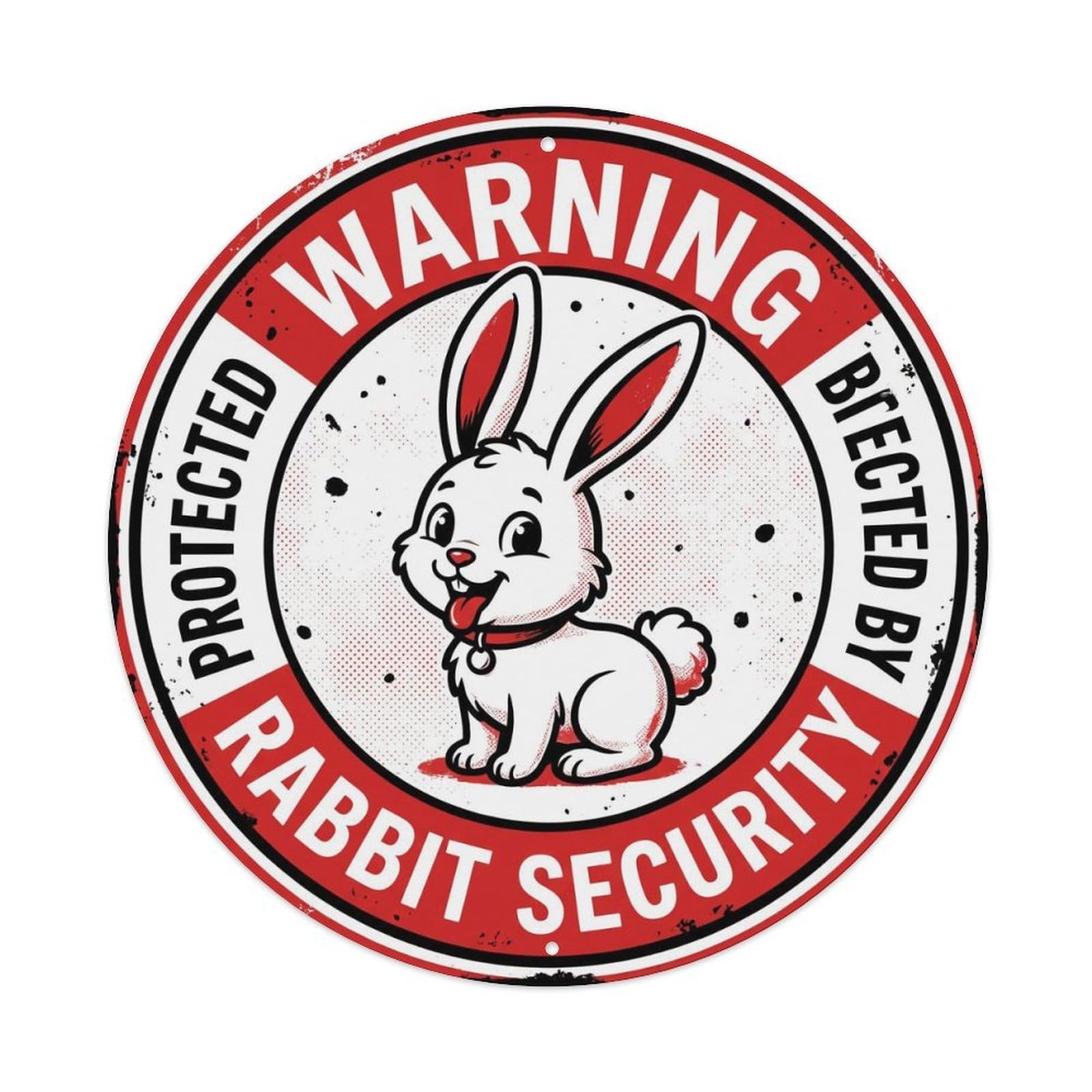 Tgrcjimh Style Metal Tin Sign Warning Protected By Rabbit Security Vintage