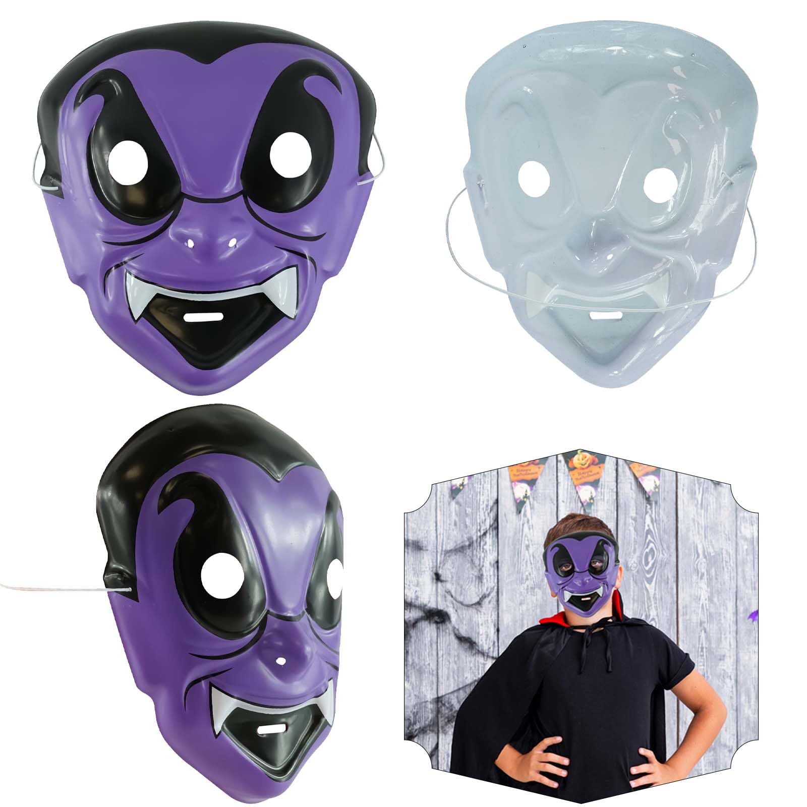 Halloween Dracula Mask, Full Face Hacker Anonymous Plastic Mask Horror Spooky Face Cover for Kids Child, Halloween Costume Cosplay Party Mask Props Accessory — image 1