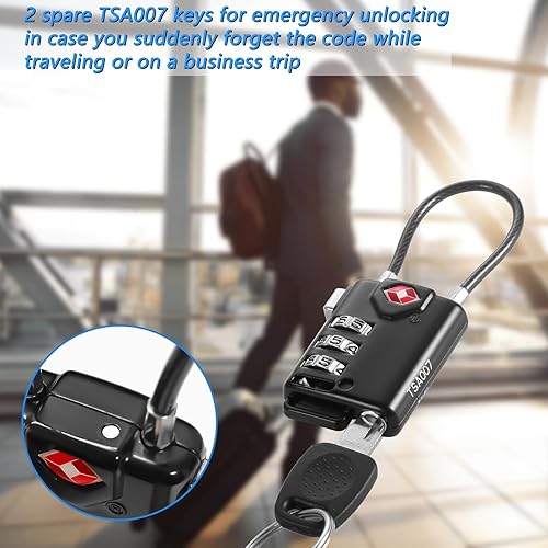 Miniatura 7 de 2 cerraduras TSA para equipaje, cerradura de combinación pequeña, cerraduras de equipaje aprobadas por la TSA, para cerradura de casillero, maleta