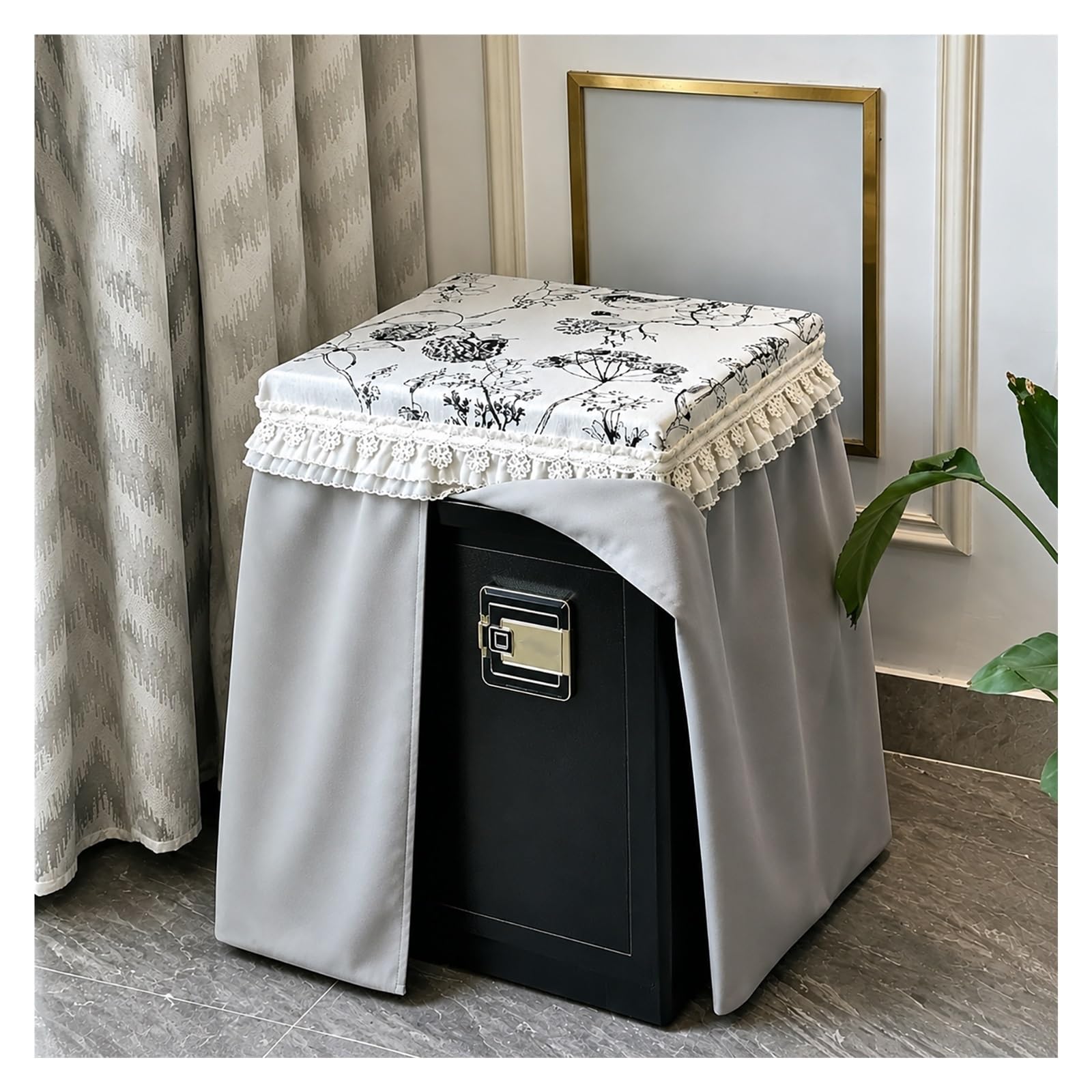 CHZDPP Custom Safe Cover with Tassel, Patterned Safe Dust Cover, Full-Coverage Furniture Dustproof Covers with Reinforced Seams(Gray,30x25x30 cm/12"x10"x12")