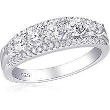 SHELOVES Eternity Rings for Women 925 Sterling Silver Rings AAAAA Round Cubic Zirconia Wedding Band Sz H-Z 1/2
