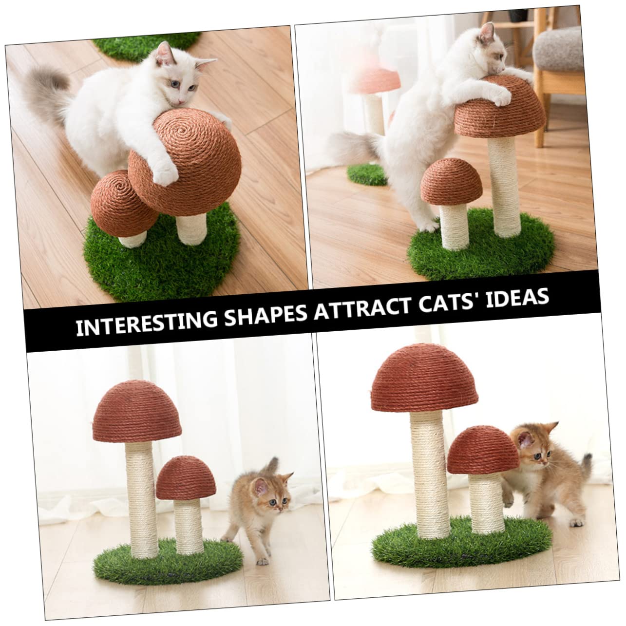 Kisangel Griffoir pour Chat Sisal avec Base Forme De Jouet à Gratter pour Chat Stimule Instinct Naturel Garde Actifs