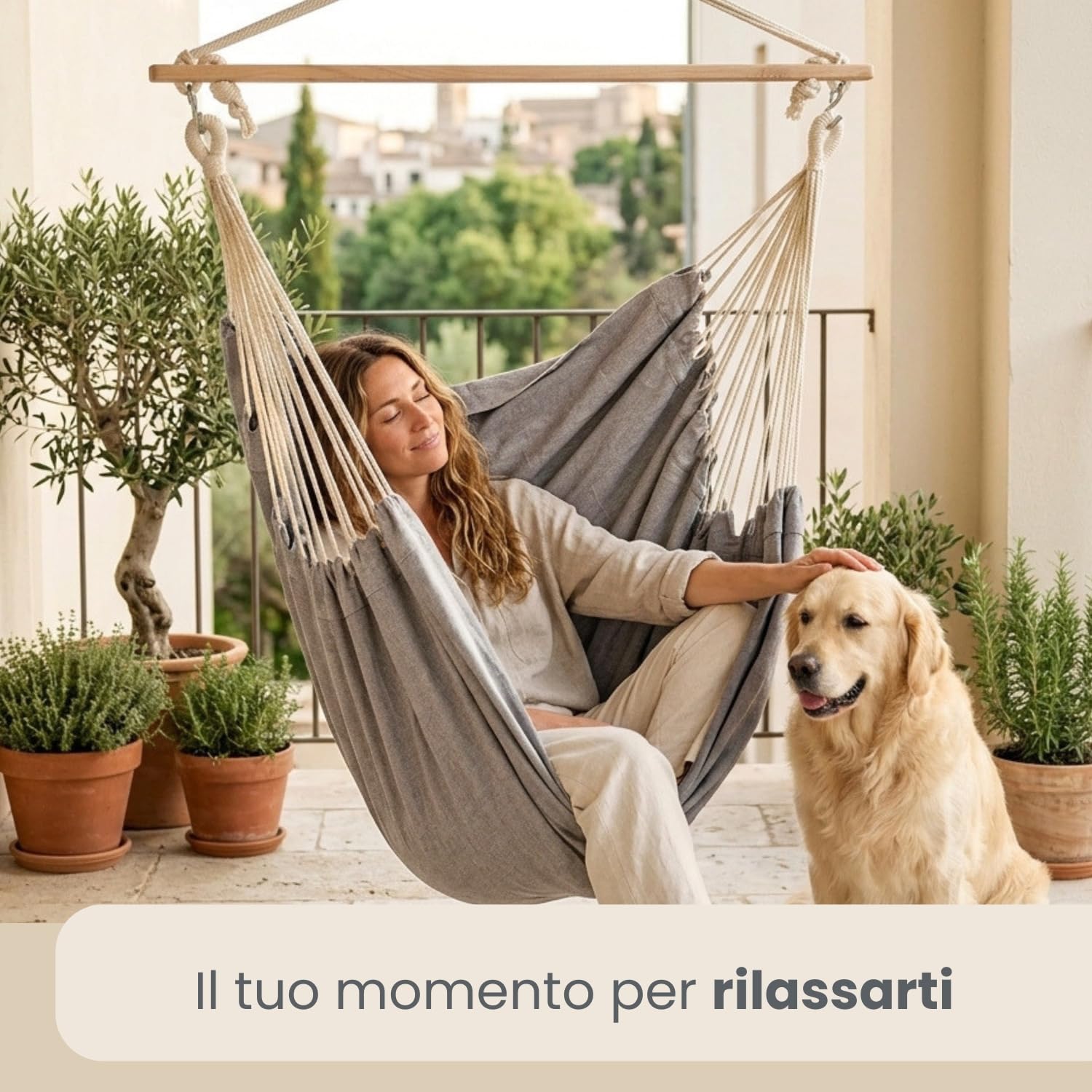 AMANKA Innovativa XXL Sedia Sospesa di Tela 185x130cm Sedile Sospeso Grigio