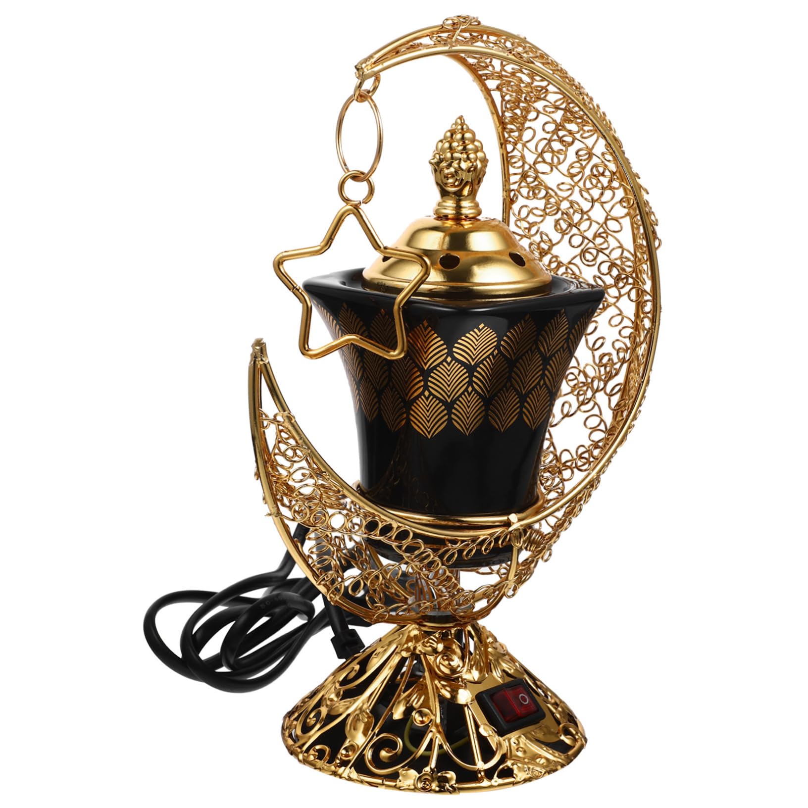 Quemador de Incienso Eléctrico de Cerámica Hogar Calefacción por Carbón y Operación Fácil, Diseño Decorativo Árabe Elegante para Ambiente Aromático