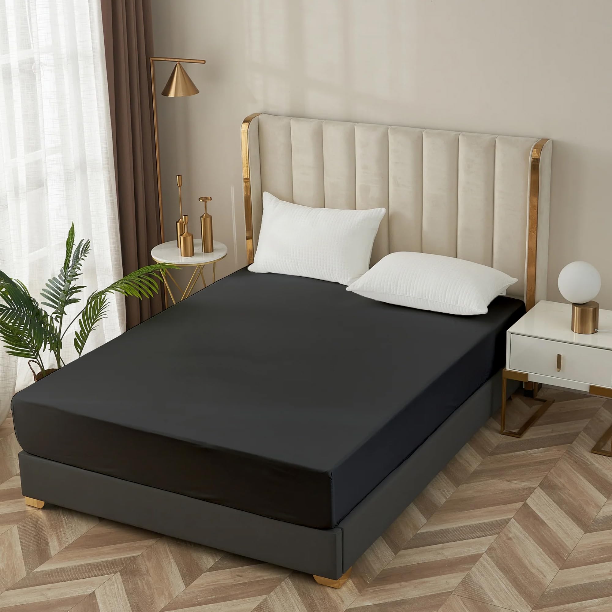 Ray Bedding & Linen 40cm Deep Small Double Fitted Sheet 100% Egyptian Cotton 400 Thread Count Extra Deep Fitted Bed Sheets Super Soft Breathable Hotel Quality Small Double Bed Sheet