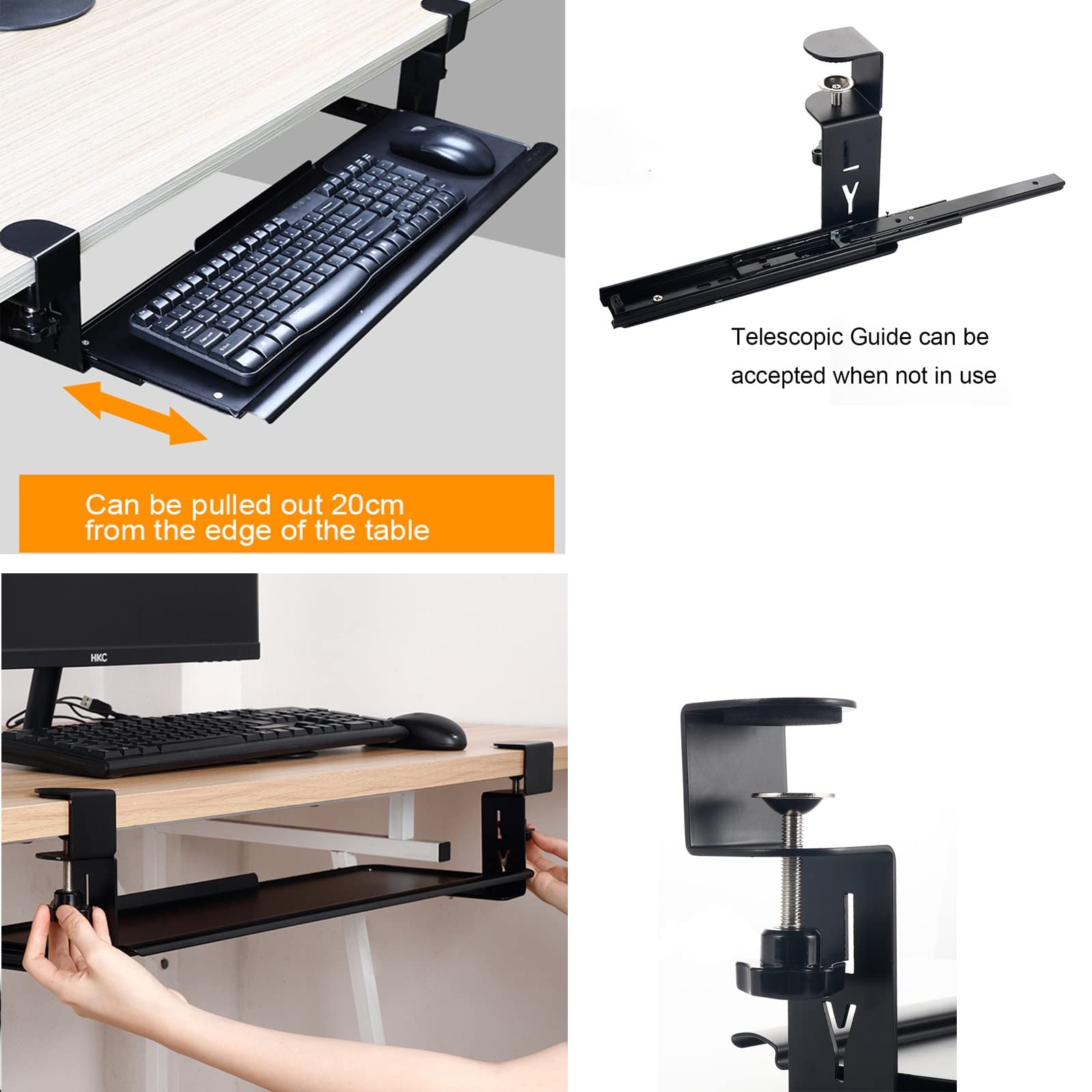 Verstellbare Schreibtisch-Handgelenkstütze und ausziehbare Tastaturablage, große Tastatur-Plattform, Tastaturablage mit verlängerter Handgelenkauflage für Komfort.