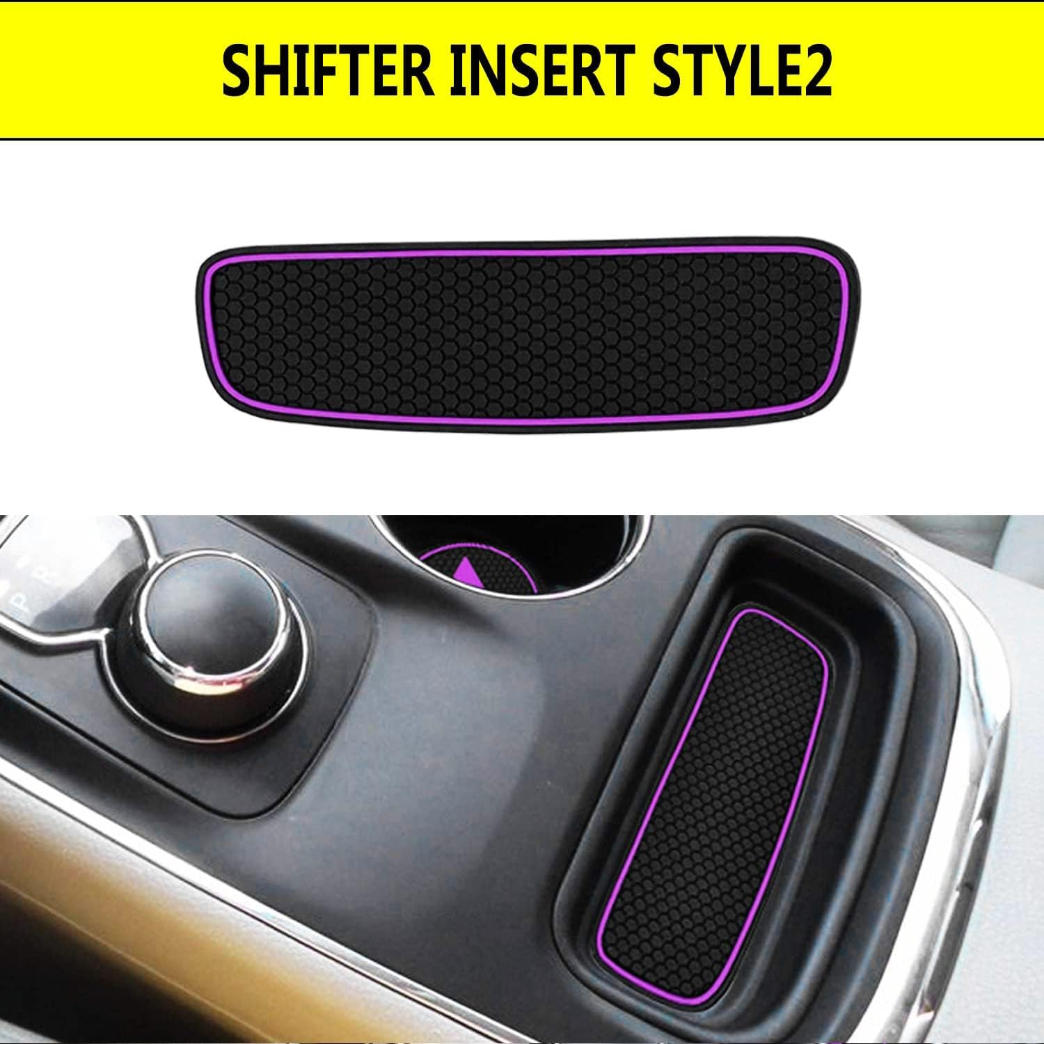 Anti-dust Custom Compatible for 2014-2020 Dodge Durango Cup Holder Insert & Center Console Shifter Liner Trim Mats | 5pc Custom Fit Non Slip Storage Bin Mat Set Interior Accessories - Purple image 4