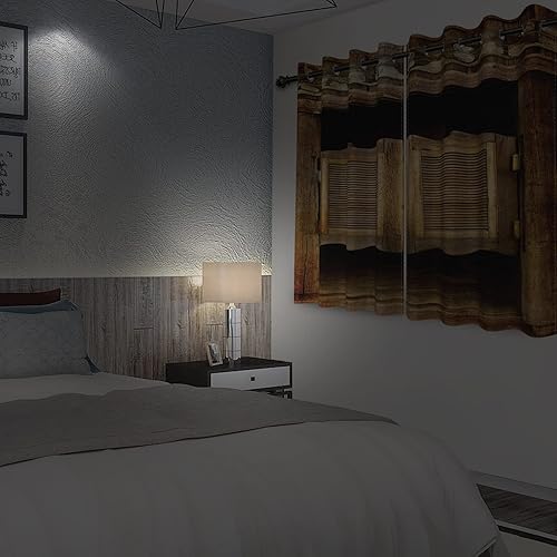 Miniatura 5 de Cortinas opacas rústicas para puerta de granero de 42 x 84 pulgadas, cortinas de ventana de vaquero occidental, sala de estar, 2 paneles, juego de