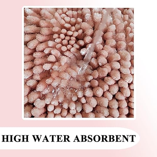 Miniatura 4 de RULLENY Juego de 2 alfombras de baño peludas y peludas, tapetes de baño de felpilla de lujo, antideslizantes, superabsorbentes, lavables, 20 x 31