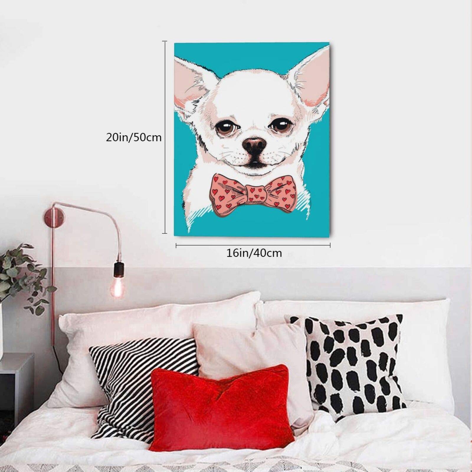 Amazon｜DADABULIU アートパネル 絵画 犬 チワワ 手描き リボン 