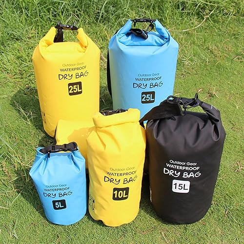 Miniatura 7 de Bolsa seca impermeable para deportes, al aire libre, 5L10L15L, resistente 500D, bolsa de almacenamiento enrollable para kayak, barco, rafting,