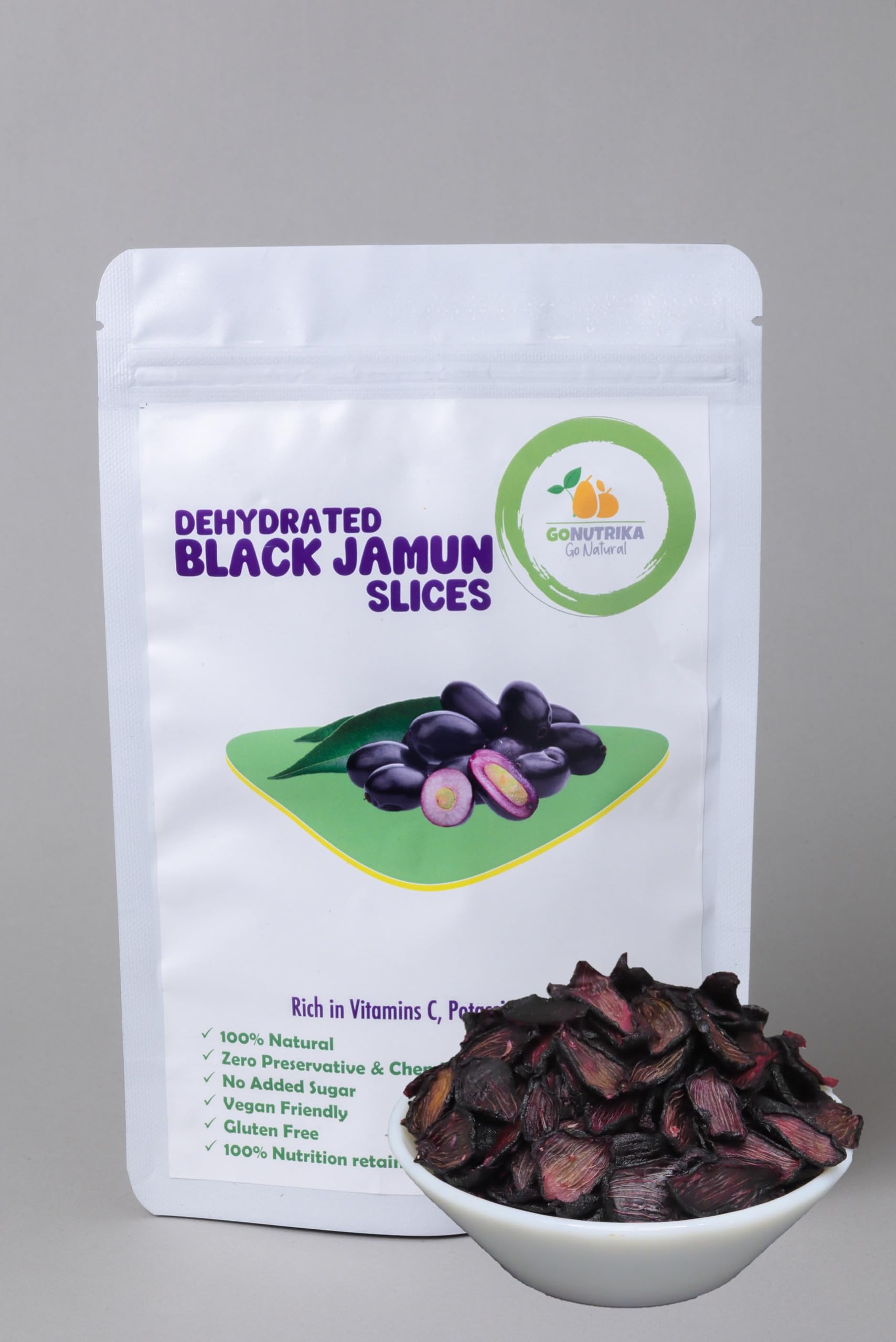 GoNutrika Dehydrated Black Jamun Slices 50 g, 100% Natural Dried Fruit, Vegan Friendly, Gluten Free, Jamun Slices for Snacking, Smoothies, Desserts, Beverages and Everyday Use-image-11