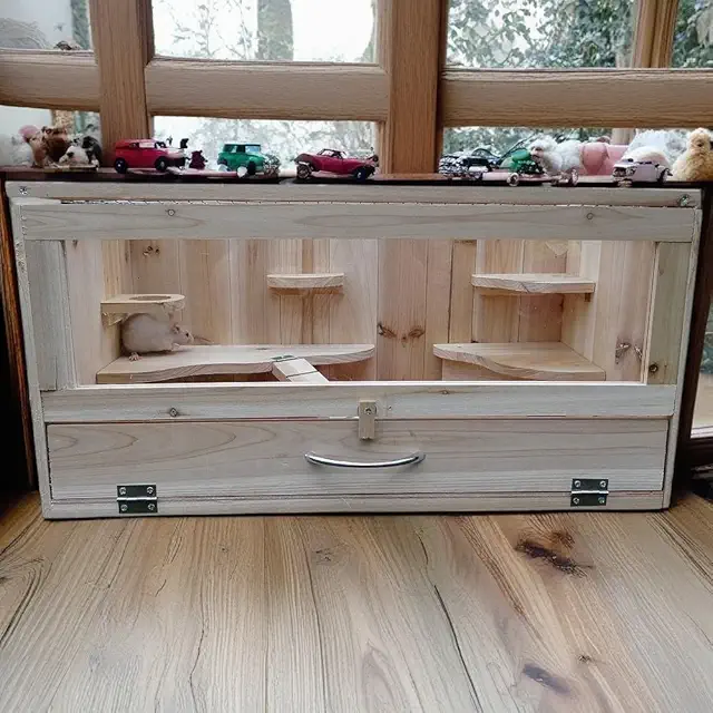 Mucola Hamsterkäfig 60x35x30cm - Holzstall für Kleintiere