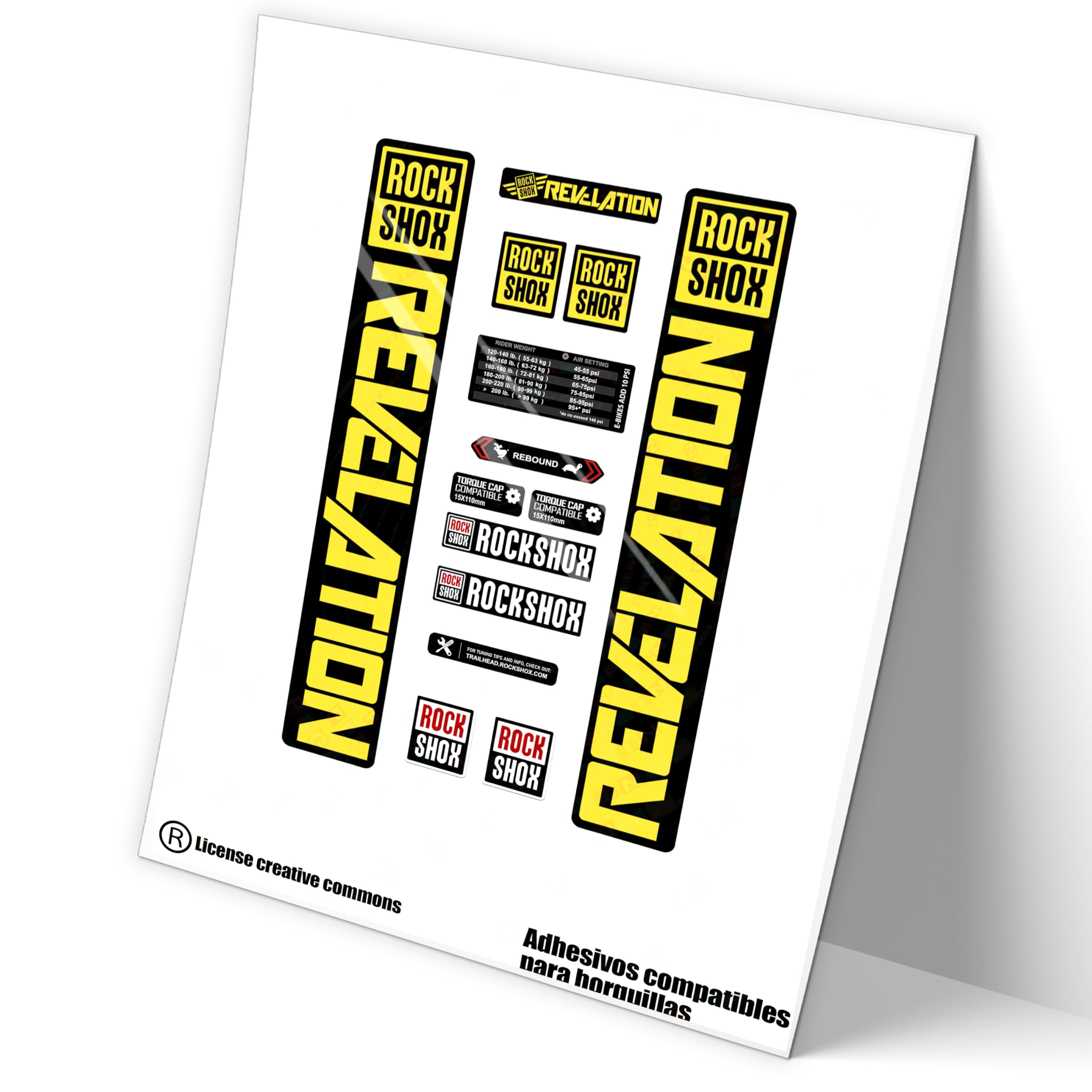 REF:VP452 Rock-Shox REVELATION 2021,2022 MTB Fork Compatible Stickers, Stickers, Stickers, Vinyls for Mountain Bikes (YELLOW 025)