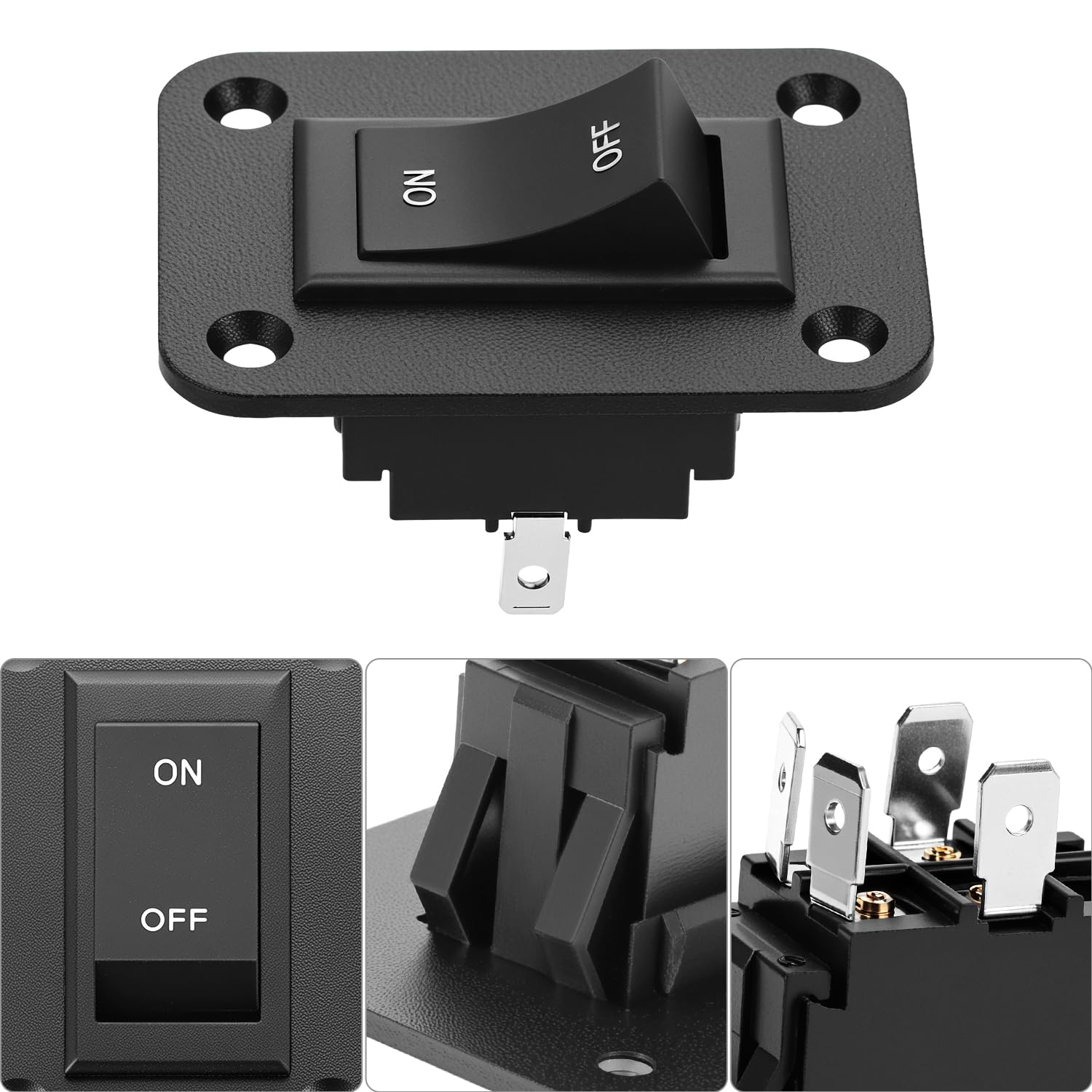 QWORK® Interruptor de 4 polos ON/OFF 12V 20A DPDT, panel con interruptor de palanca, para autocaravanas, remolques, barcos