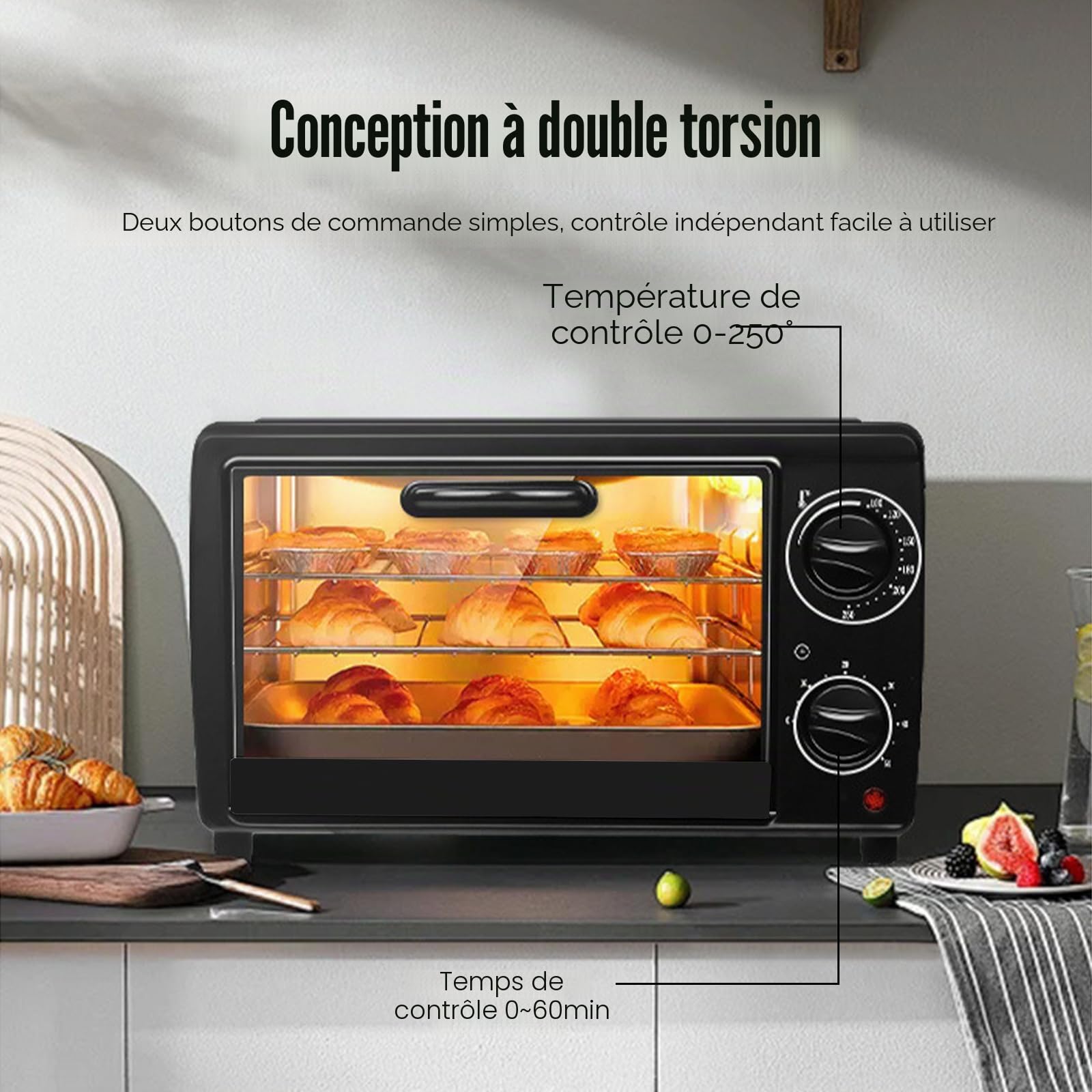 22 L 800w Four Electrique, Mini Four Electrique, Four Posable, Petit Four éLectrique, Mini Four Encastrable, Petit Four Electrique Posable, Four A Poser (13L)