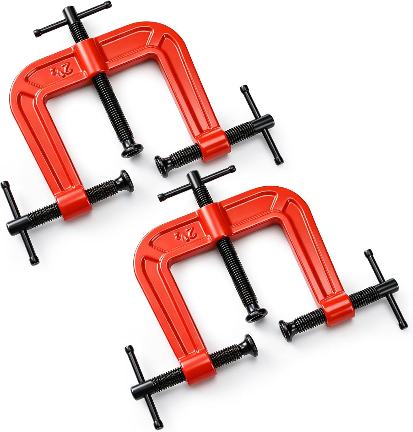 Lothee 2 Pcs 3 Way Clamp Heavy Duty Carbon Steel Woodworking Edging Clamp | Directional Synchronized Pressure with Swivel Pads for Wood Edge Banding Pocket Hole Laminates Woodworking Furniture
