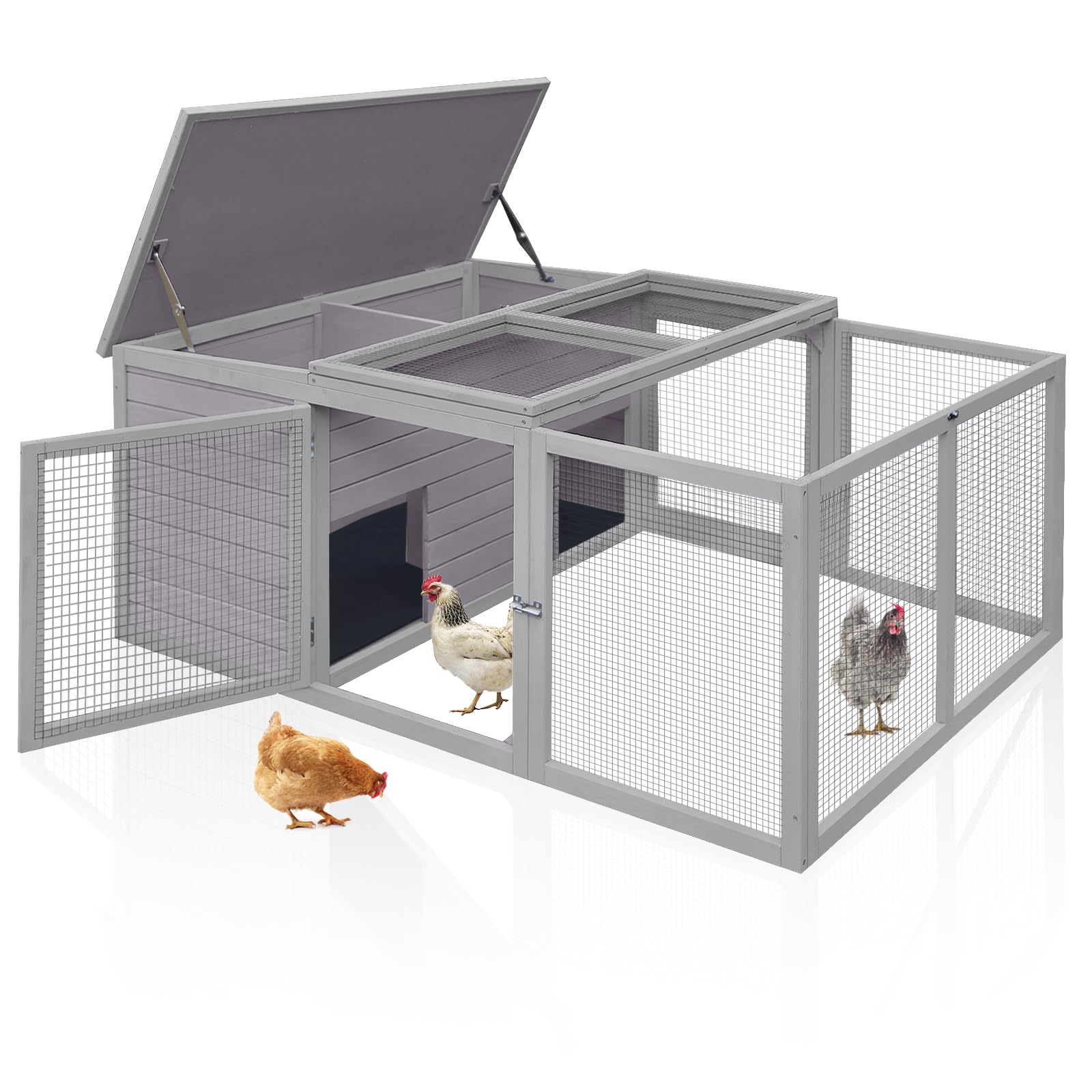 Aivituvin Walk in Chicken Coop, Chicken House Coop, Chicken Coop for 8 Chickens, Outdoor Poultry Duck Enclosure Small Animal Playpen - Easy Clean PVC Layer Included