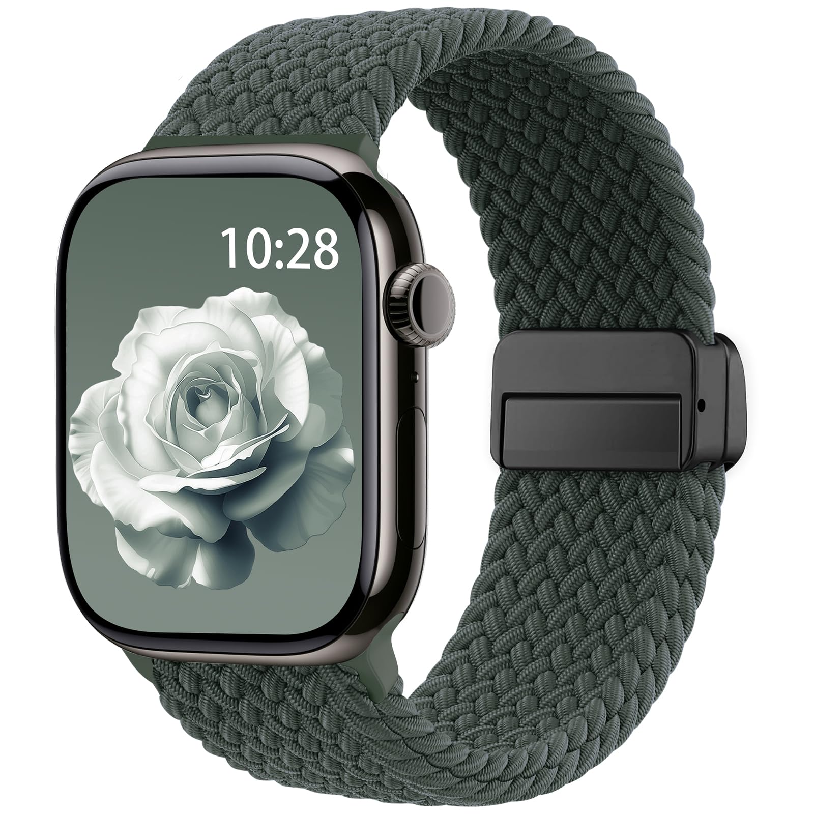 Photo 1 of Braided Stretchy Band Compatible with Apple Watch Bands 38mm 40mm 41mm 42mm 44mm 45mm 46mm 49mm Women Men, Soft Nylon Solo Loop Magnetic Sport Strap for iWatch Series 11 10 9 8 7 6 5 4 3 2 1 SE Ultra