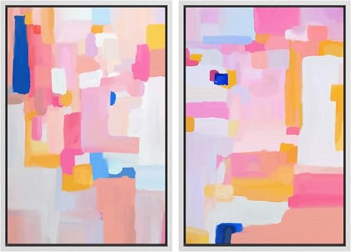 Miniatura 154 de SIGNLEADER Lienzo enmarcado para pared, juego de arte geométrico de mediados de siglo, formas de tocadiscos de música, ilustraciones abstractas,