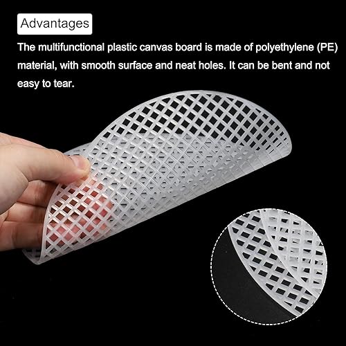 Miniatura 4 de MECCANIXITY Hoja de lona de malla de plástico de 6.8 pulgadas, lona redonda blanca en blanco para bordar, malla de ganchillo de punto, paquete de 4