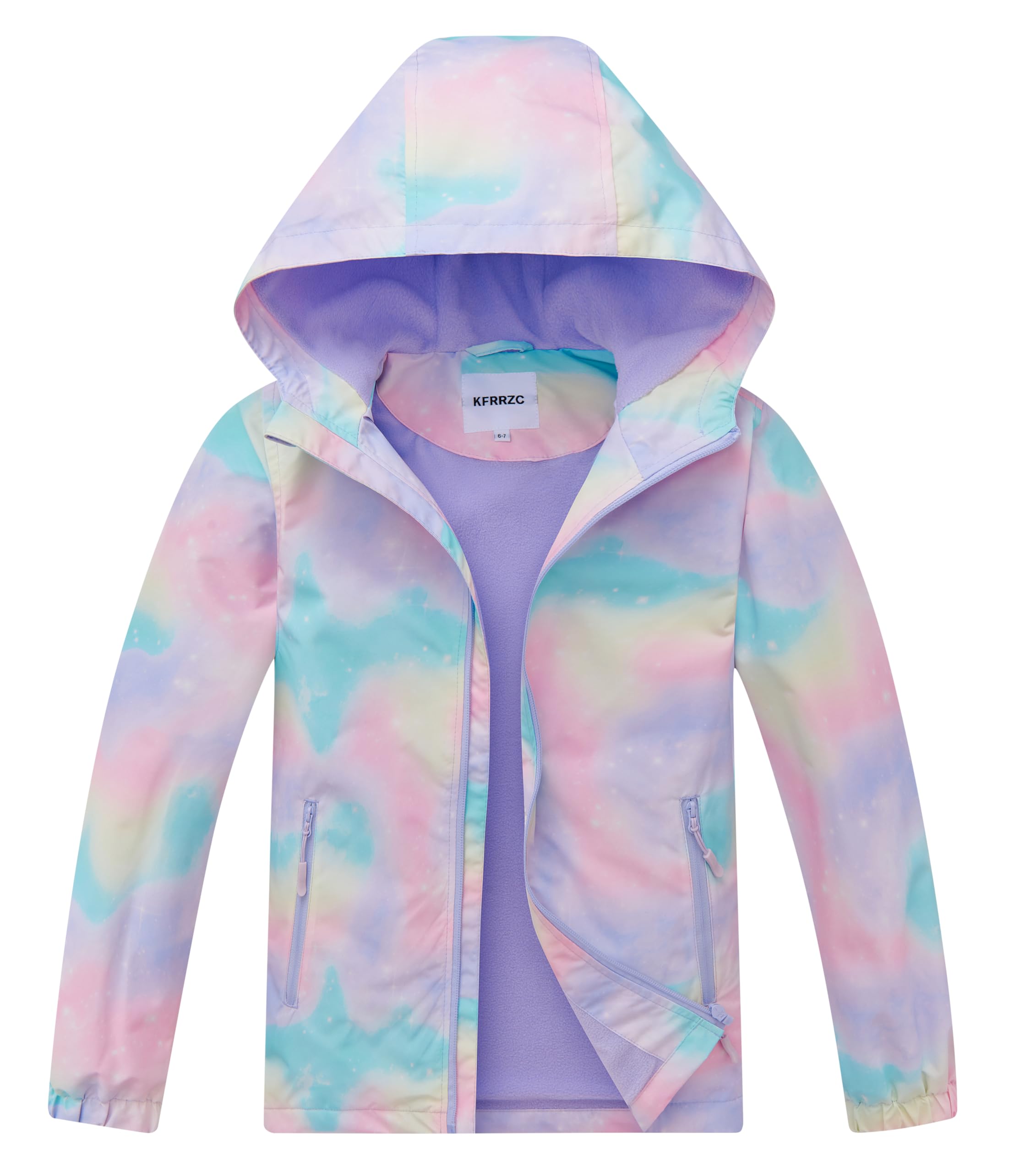 Boys Girls Waterproof Hooded Jackets Fleece Lined Rain Jackets