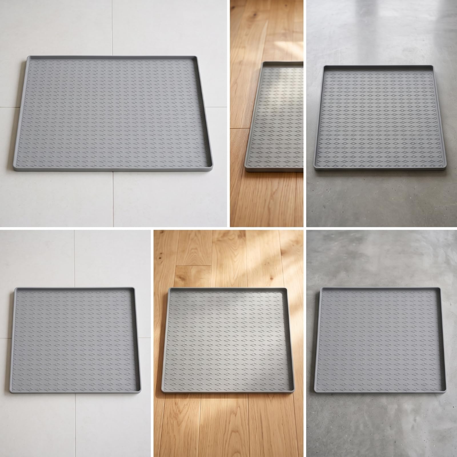 Tapis Gamelle en Silicone sans BPA, Gris Clair, 65 60