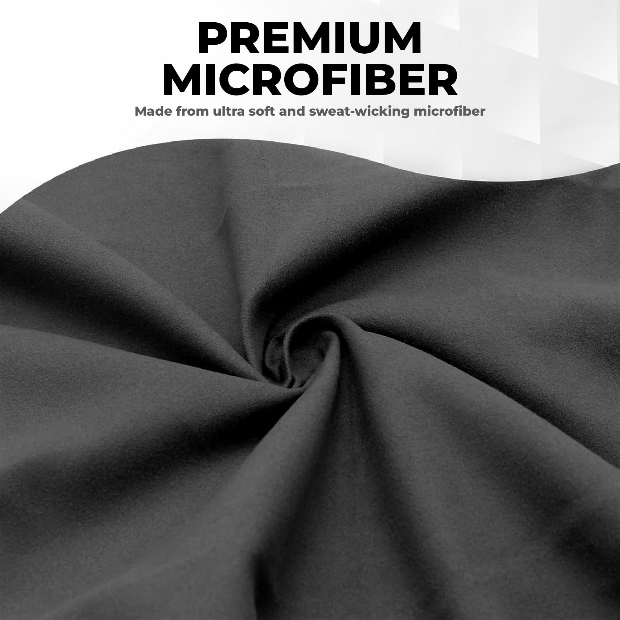SKULLFIT Microfiber Gym Towel for Men - Quick Dry Super Sweat Absorbent Lightweight Suede Hand Towel - Suitable for Gym Yoga Workout Running Swimming Cricket Travel-200 GSM-60x40 cm (Black, Small) 2