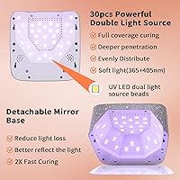Vista 5 de Lámpara de uñas LED UV inalámbrica, luz UV recargable de 72 W para uñas de gel con 5 ajustes de temporizador, lámpara de secado rápido con pantalla