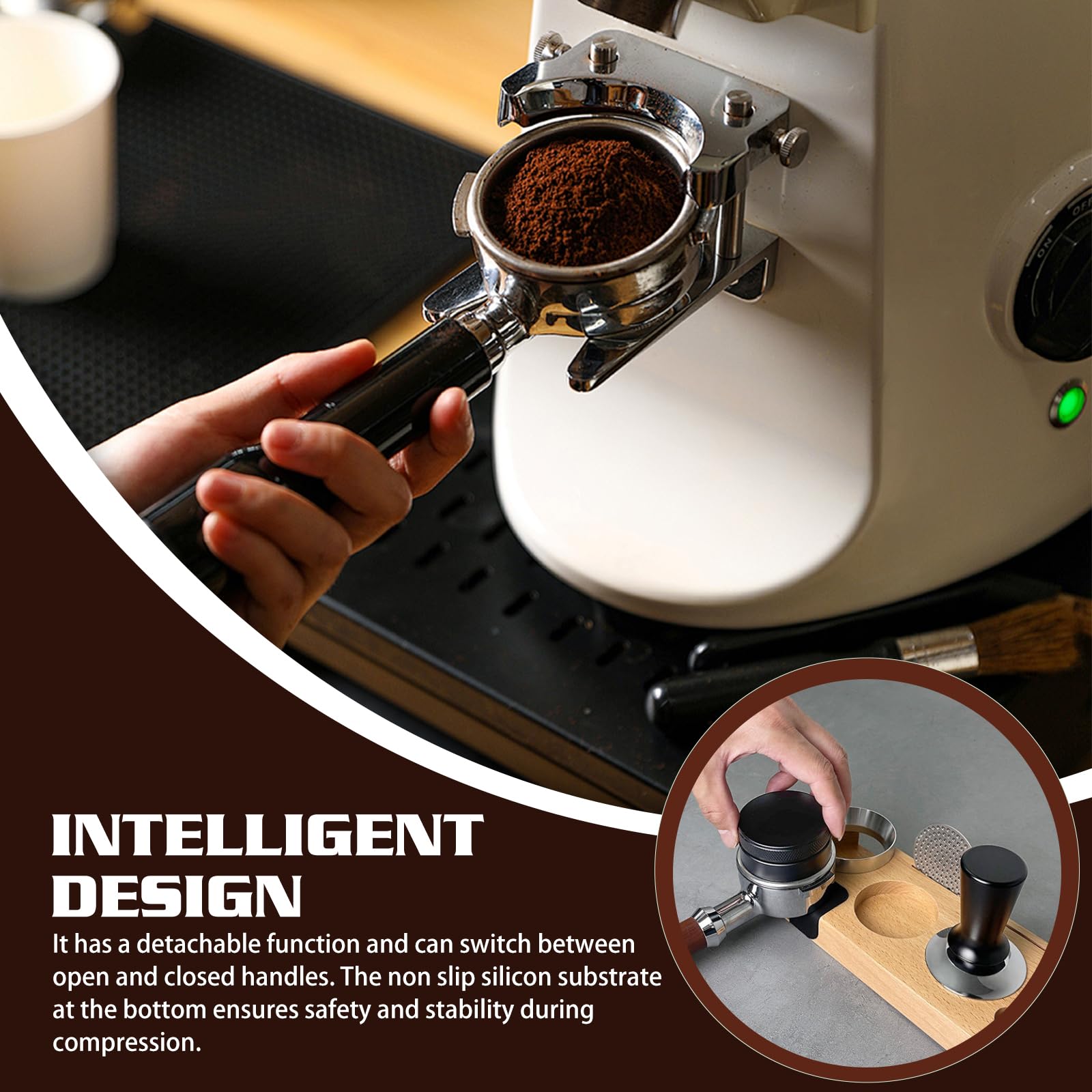 Juego de 10 prensadores de café con estación de prensado, 51 mm, juego de accesorios para café expreso con herramienta WDT, anillo dosificador, pantalla Puck, cepillo de limpieza, tapete, accesorios