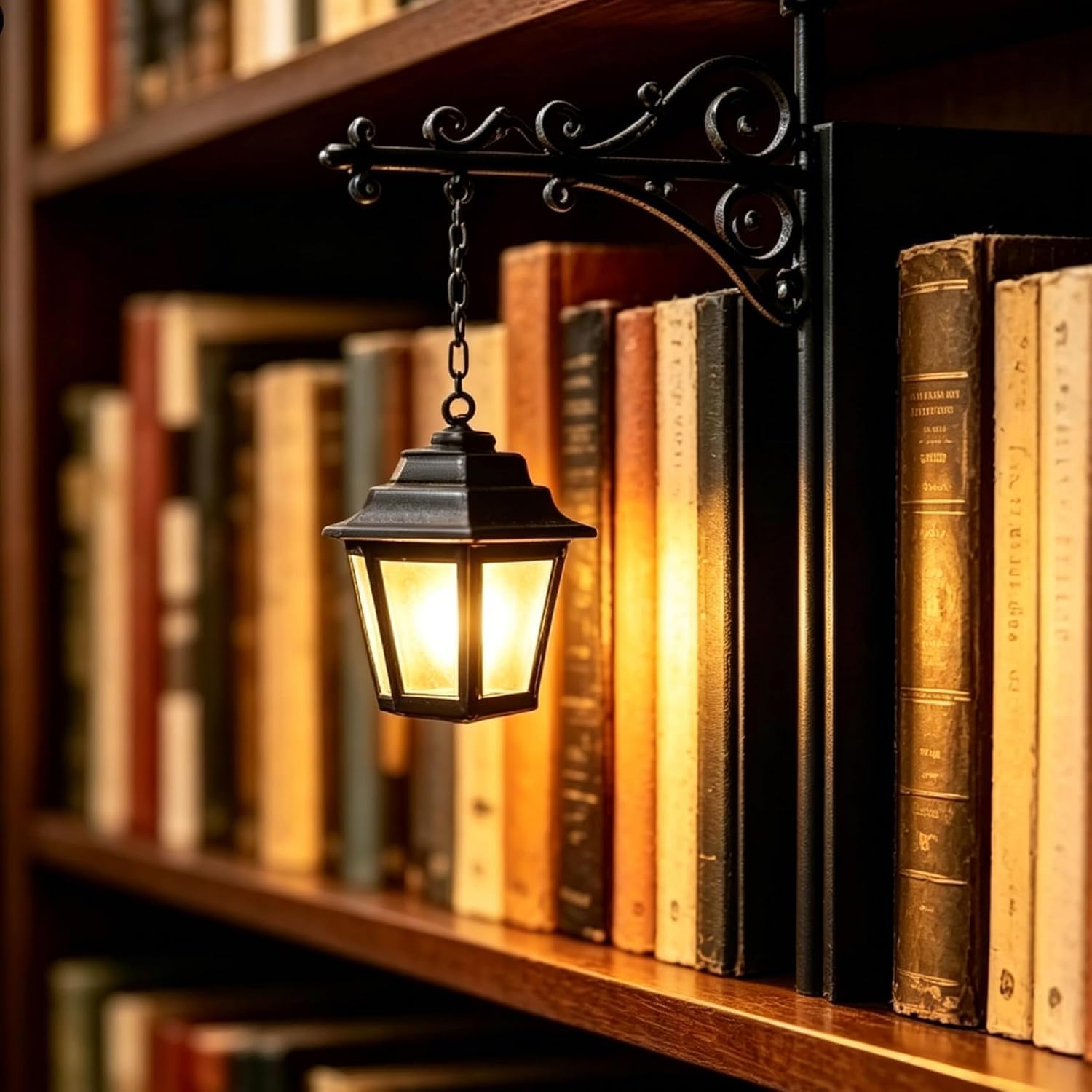 EHOTER Bookshelf Lantern Library Lantern Decorative Bookshelf Lighting Library Lanterns Book Shelf Light Mini Lanterns Halloween Design (A)