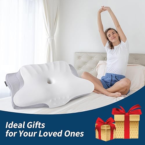 Miniatura 7 de Almohada cervical para el cuello, almohadas de espuma viscoelástica, almohada refrescante para aliviar el dolor de cuello, ortopédica ergonómica,