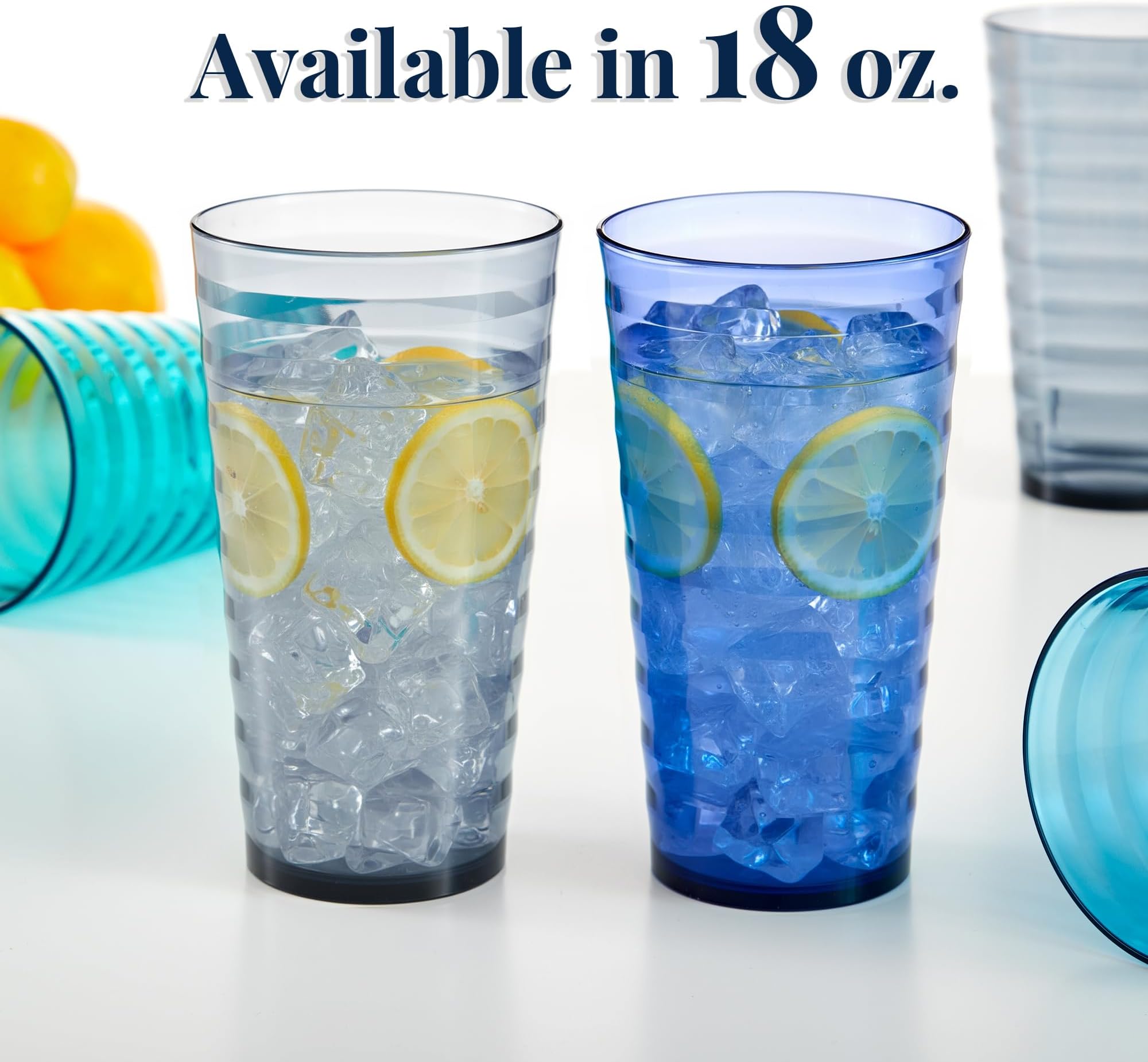 US Acrylic Splash 18-ounce Plastic Tumblers | Value set of 16 in 4 Coastal Colors