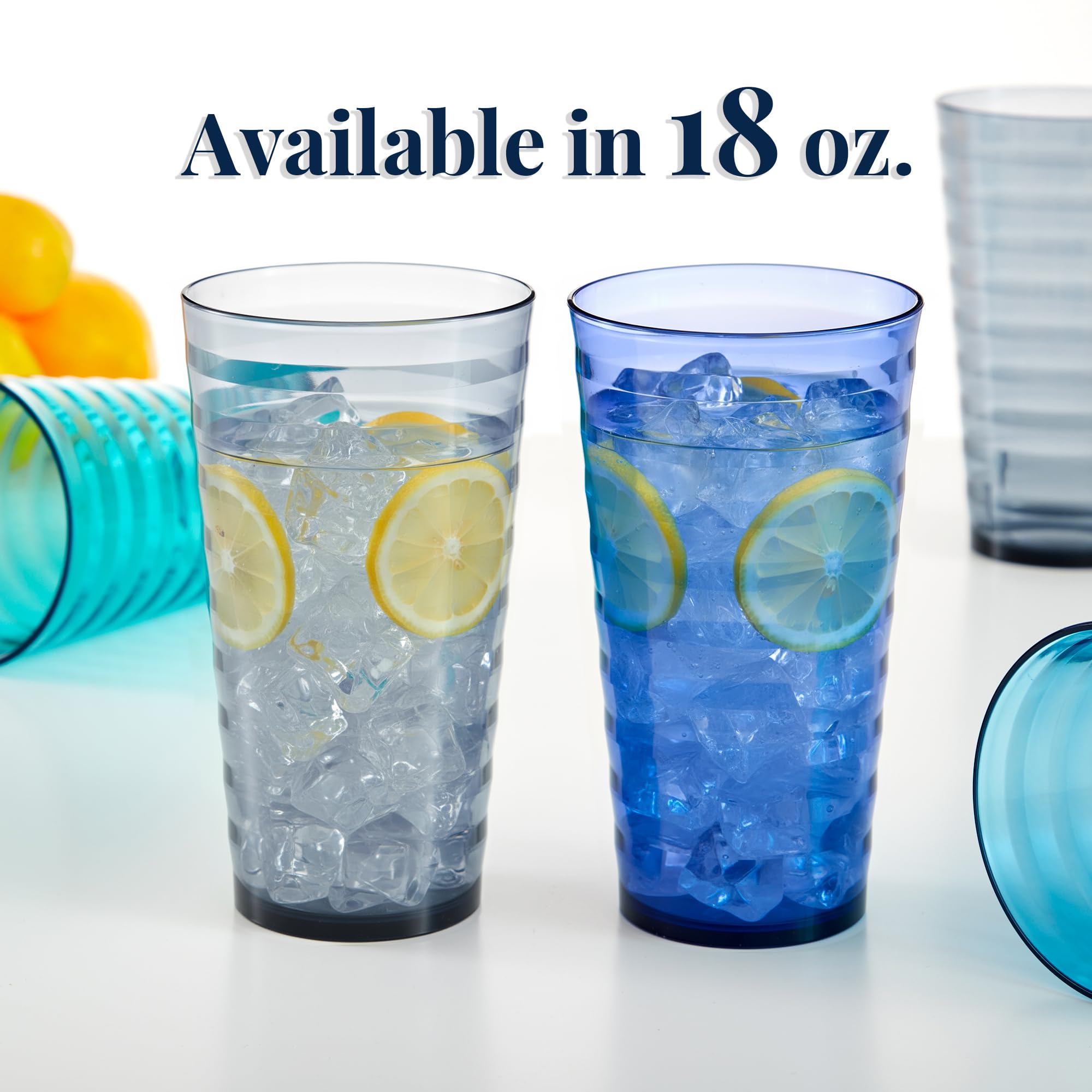 US Acrylic Splash 18-ounce Plastic Tumblers | Value set of 16 in 4 Coastal Colors