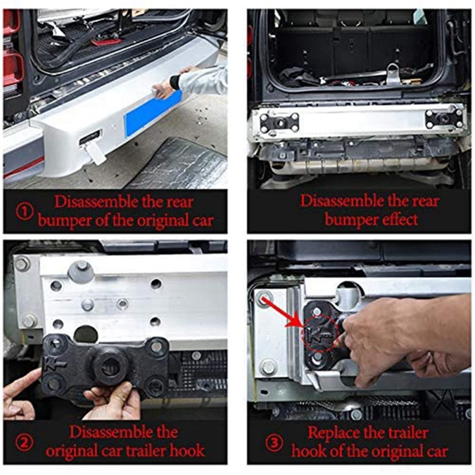 PortablPractical zaczep do przyczepy kształt tylny zderzak ze stopu aluminium Heavy Duty zaczep do przyczepy hak holowniczy (kolor: czerwony)