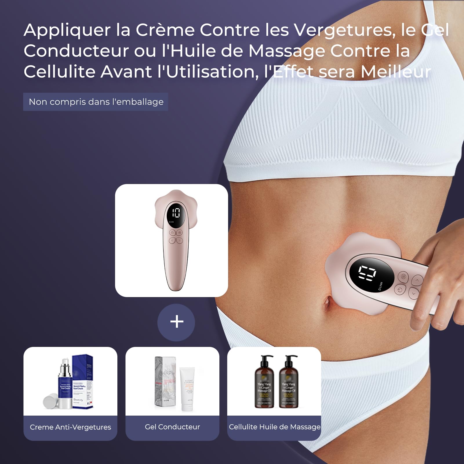 Masseur Anti Cellulite électriques Appareil Massage, 6 Têtes de Massage Multifonctionnel Portable, Unisexe, Lifte, Resserre et Masse la Peau (Rose Gold)