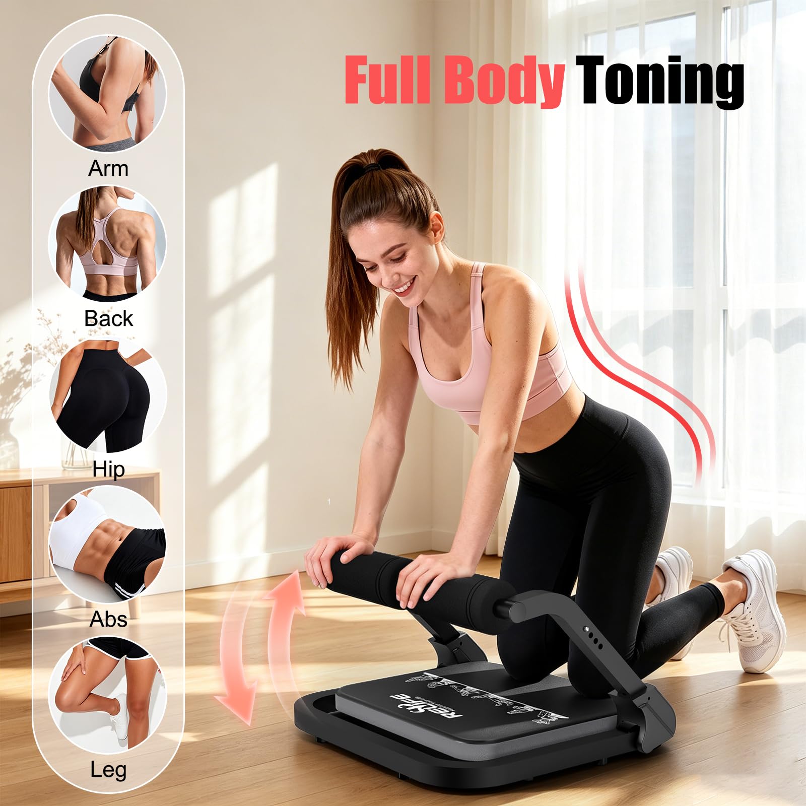 RELIFE REBUILD YOUR LIFE Allenatore per addominali, attrezzo per la casa, pieghevole e 3 livelli di resistenza, addominali, gambe, glutei, addominali