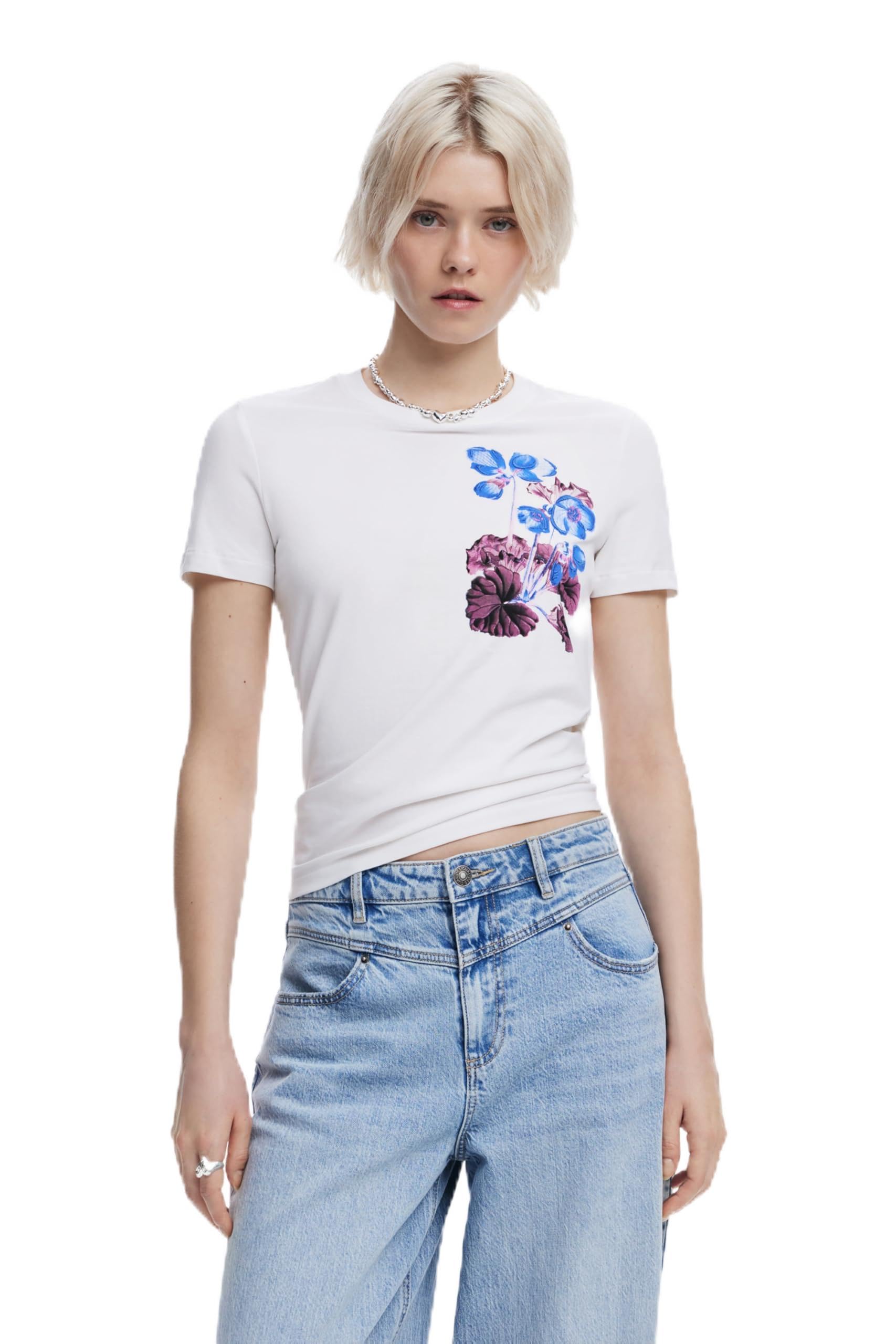 Desigual Women's White Ts_botanical_lacroix, 1000 Xl