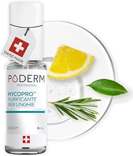 PODERM MycoPro Siero Purificante Unghie 8ml – Formula Vegetale Naturale con Limone, Rosmarino & Vitamina E | Protegge l’aspetto delle unghie & migliora l’uniformità | Swiss Made