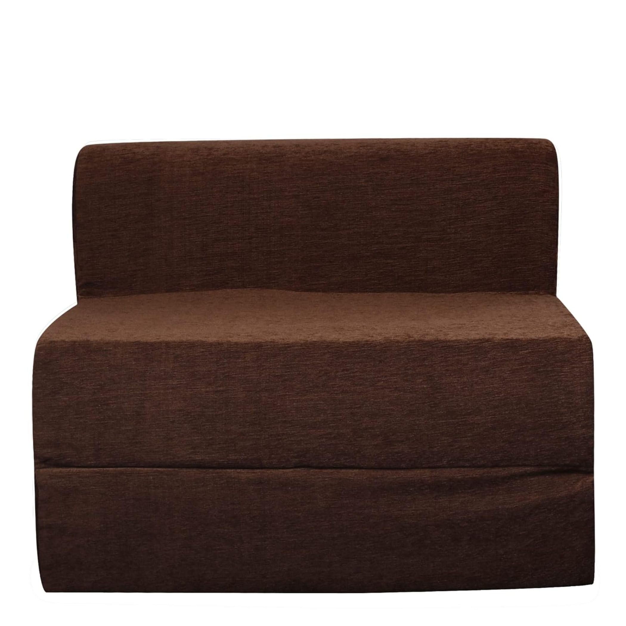 1 Seater Sofa Cum Bed | Foldable Sofa Cum Bed, 3' x 6' Feet Premium Velvet Fabric with High Density Foam | Shade Brown-image-24