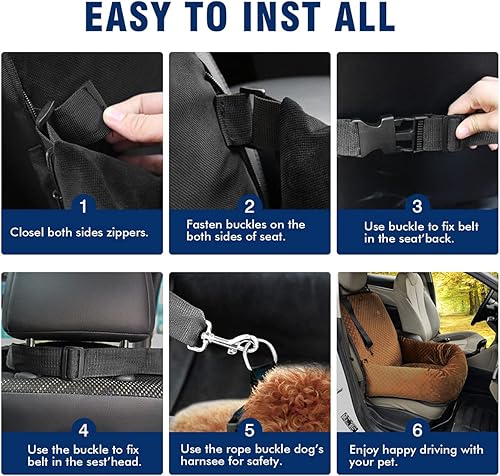 Miniatura 6 de Bochao - Asiento de seguridad para perros, asiento elevador para mascotas, asiento de seguridad para viajes de mascotas, el asiento para perros