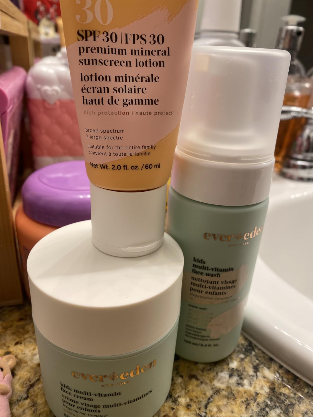 Evereden Daily 1-2-3 Routine Set: Kids Sunscreen SPF 30 + Kids Skin Care Set with Multi-Vitamin Face Wash & Face Cream | Mineral Toddler Sunscreen SPF 30 | Skincare for Girls, Ages 4+ | Fragrance Free