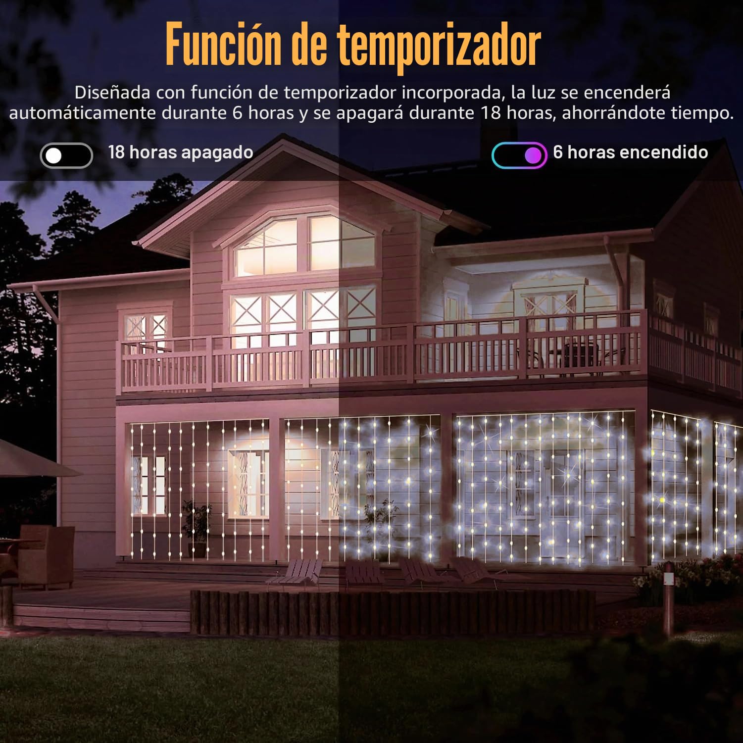 yowin 2 Pezzi Tenda Luminosa Esterno Interno 6m x 3m 600 LED Cascata Luci | Impermeabile IP65 con Timer, 8 Modalità Luci Tenda con Presa per Matrimonio Gazebo Finestra Parete Giardino - Bianco